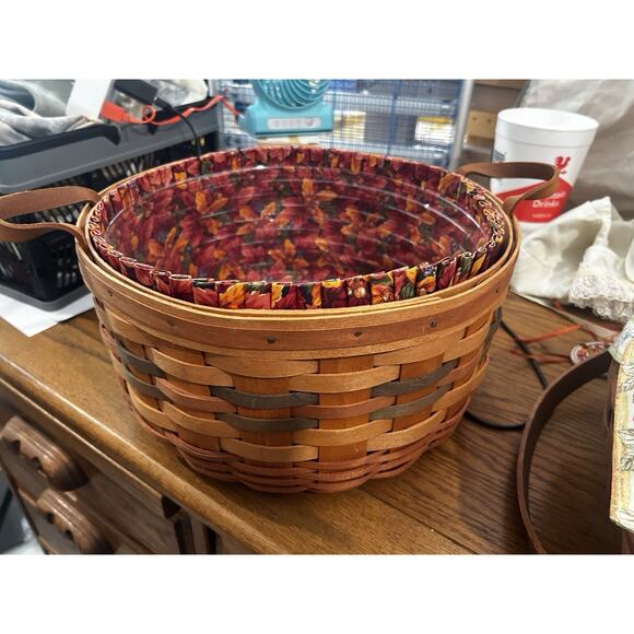 Longaberger BASKET OF PLENTY Basket  Liner & Protector‎ Fall leaves 12